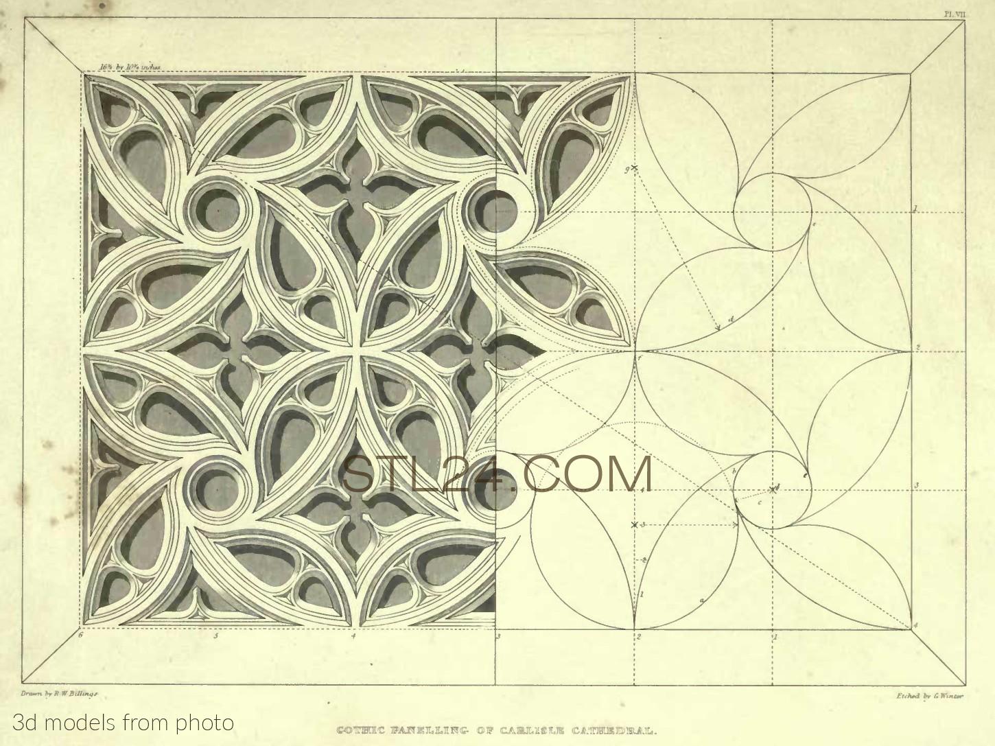 Панели резные (CARVED PANEL_0587 -  | 3D model 3DSMAX / OBJ / STL) 3D модель для ЧПУ станка